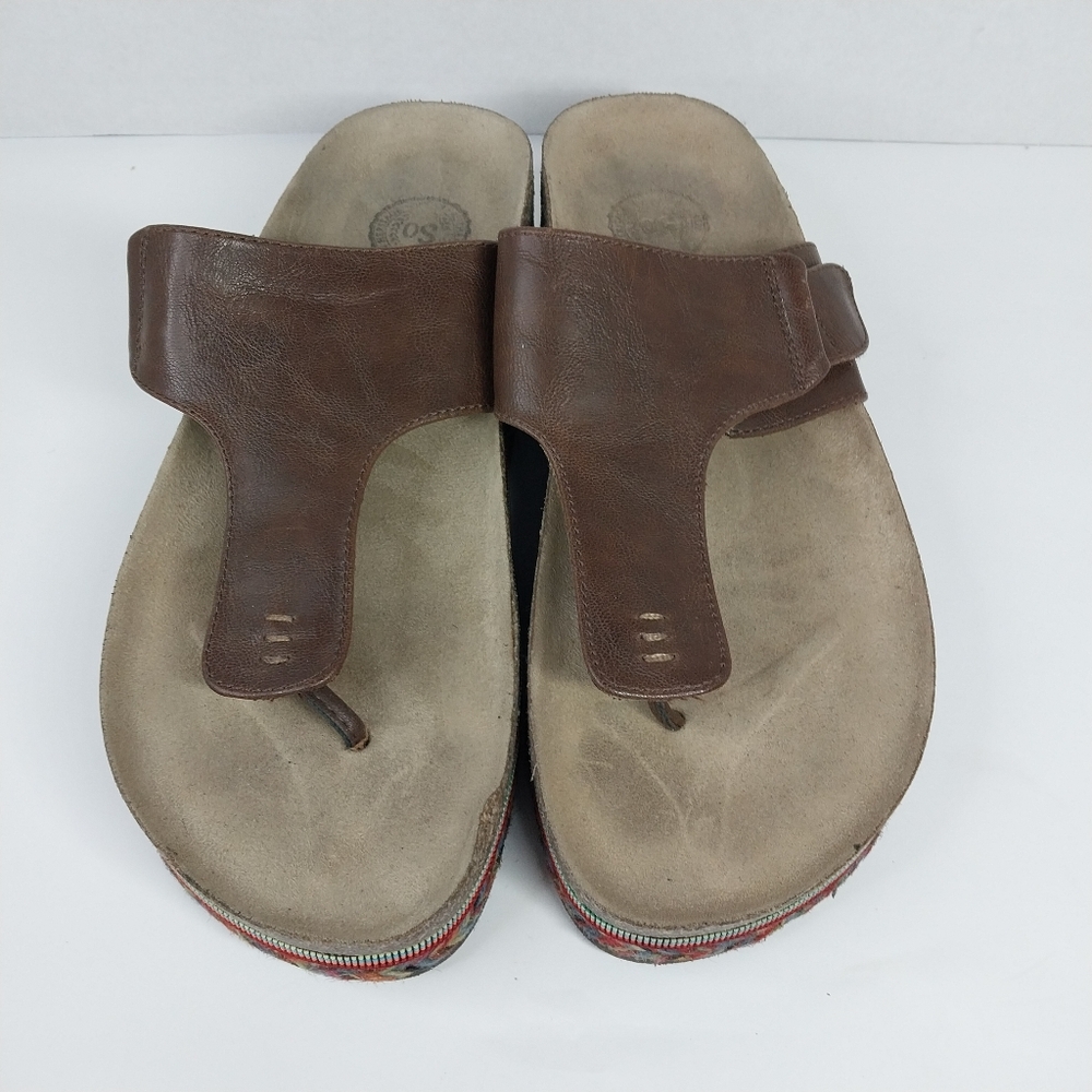 So Brand Size 9 M Faux Leather Platform Cork Multi Colored Boho Sandals Shoes - Picture 2 of 14
